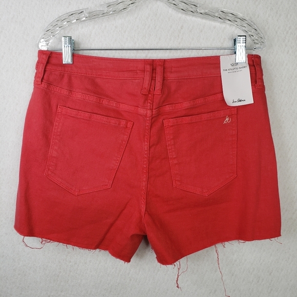 Sam Edelman The Stiletto High Rise Stretch Shorts Cherry Raw Hem Stretch Comfort - Picture 7 of 11